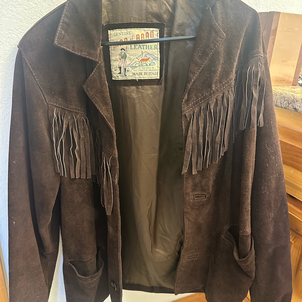 Brown Suede Leather Jacket with Fringe